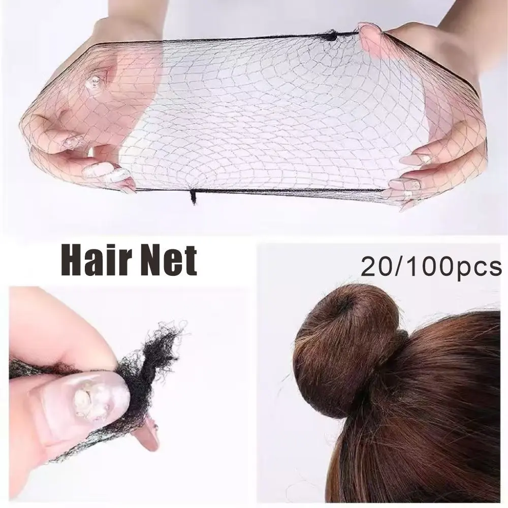 20/100Pcs lot Hair Nets Invisible Elastic Edge Mesh Long 20 Inches Black Short 18Inch Wig Nets Invisible Soft Elastic Lines Hair Net