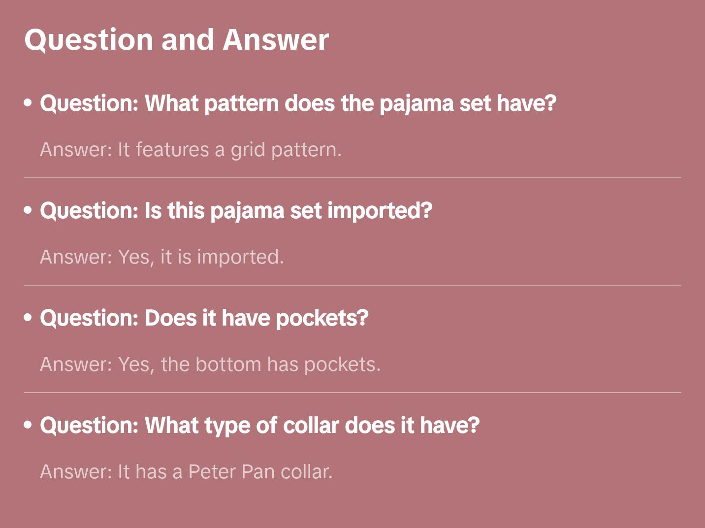 Pink Peter Pan Collar Grid Pajama Set