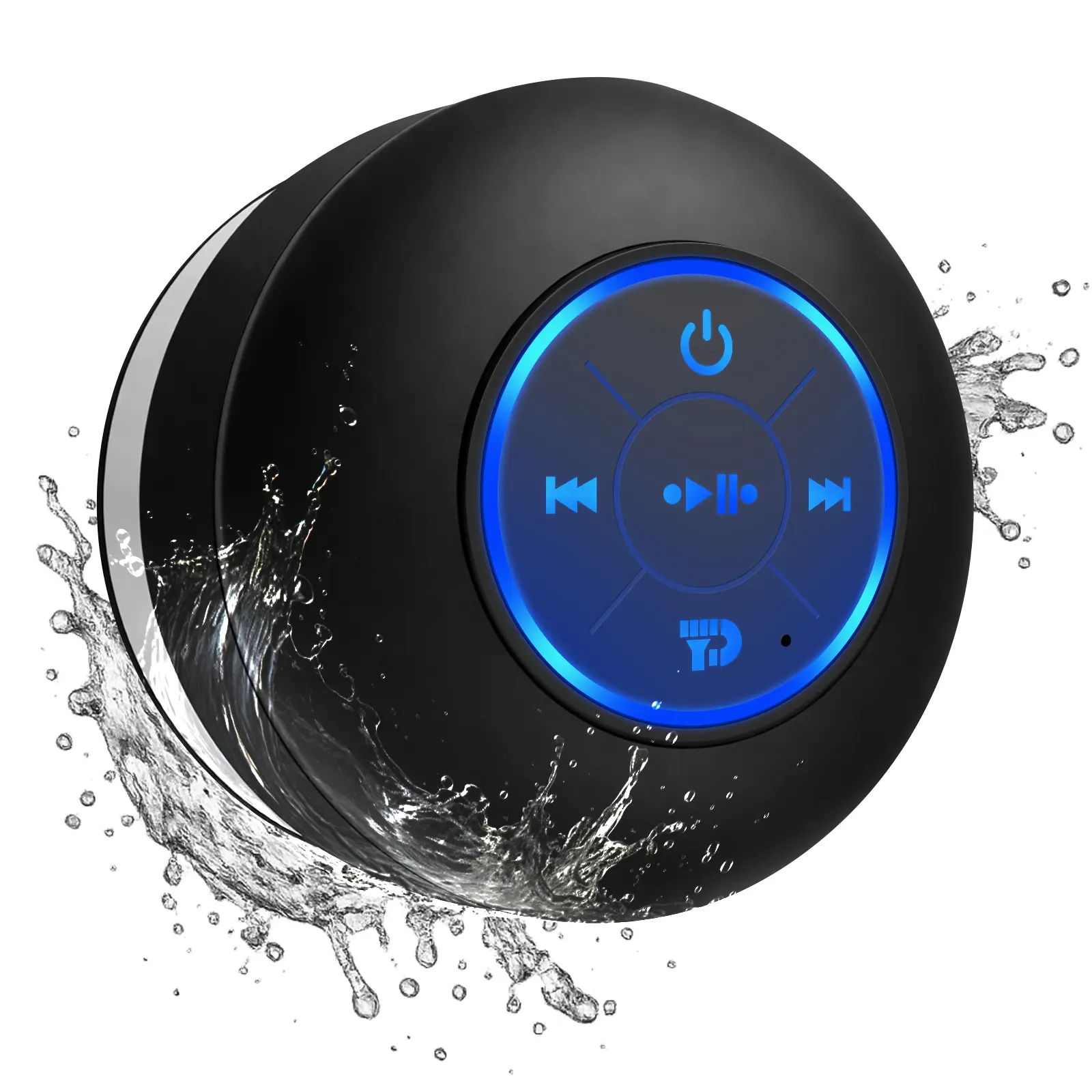Waterproof Bluetooth Shower Speaker with RGB Lights, IPX4 Rating, Suction Cup, Built-in Mic, Button - Plastic Portable Wireless Speakerphone Device for Phones, Tablets, Bathroom - Black Audio Electronics, Teen Boy Gift, Gifts for Him