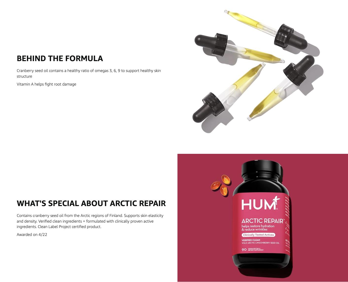 HUM Arctic Repair - Clear Skin Supplement with Vitamins A & E, Omegas 3, 6 & 9 and Cranberry Seed Oil to help reduce the appearance of wrinkles. Healthcare Fitness HUM Arctic Repair - Clear Skin Supplement with Vitamins A & E, Omegas 3, 6 & 9 and Cranberry Seed Oil to help reduce the appearance of wrinkles. Healthcare Fitness