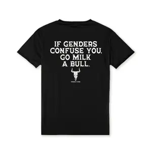 If Genders Confuse You Go Milk A Bull On Back Men's T-shirt Back Print T-shirt For Men, Streetstyle Top T-shirt Unisex Menswear