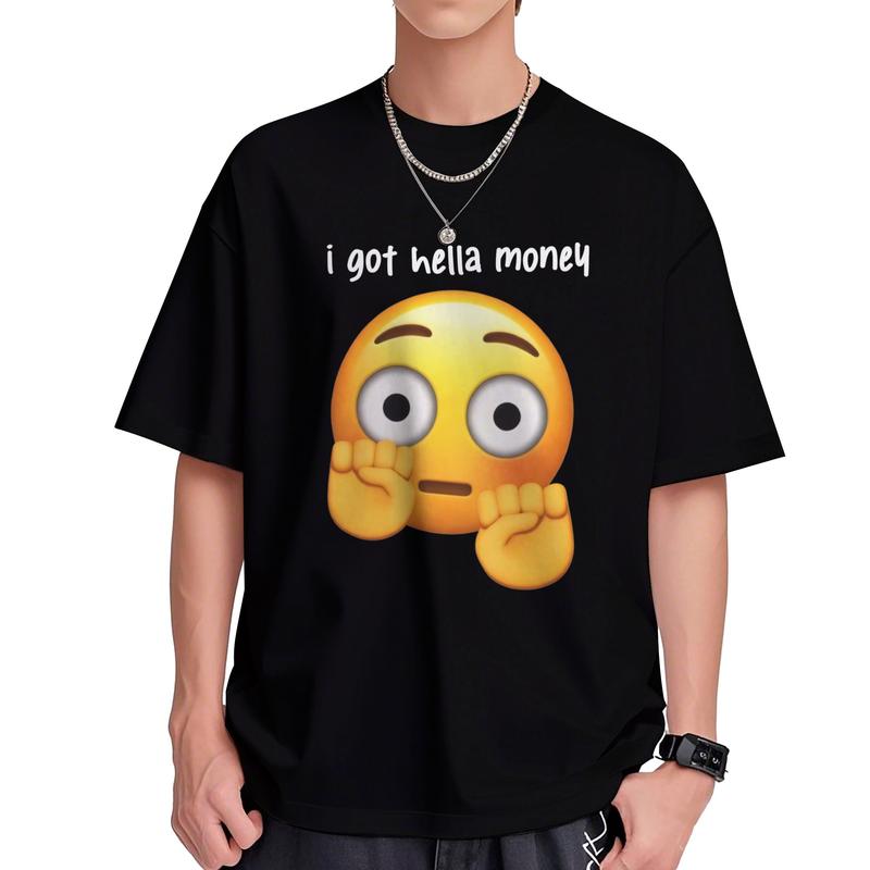 I got like hella money tshirt benito bowl shirts   tiktok shop deals free samples store   tiktok shop gifts for him streetwear Menswear Top Love Man Shortsleeve Tropical Round Neck Casual Crew Neck Crewneck