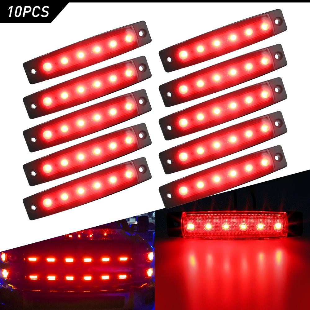 10x 3.8" Smoked Amber/Red/White/Green Side Marker Clearance Lights 6 LED for Truck Trailer