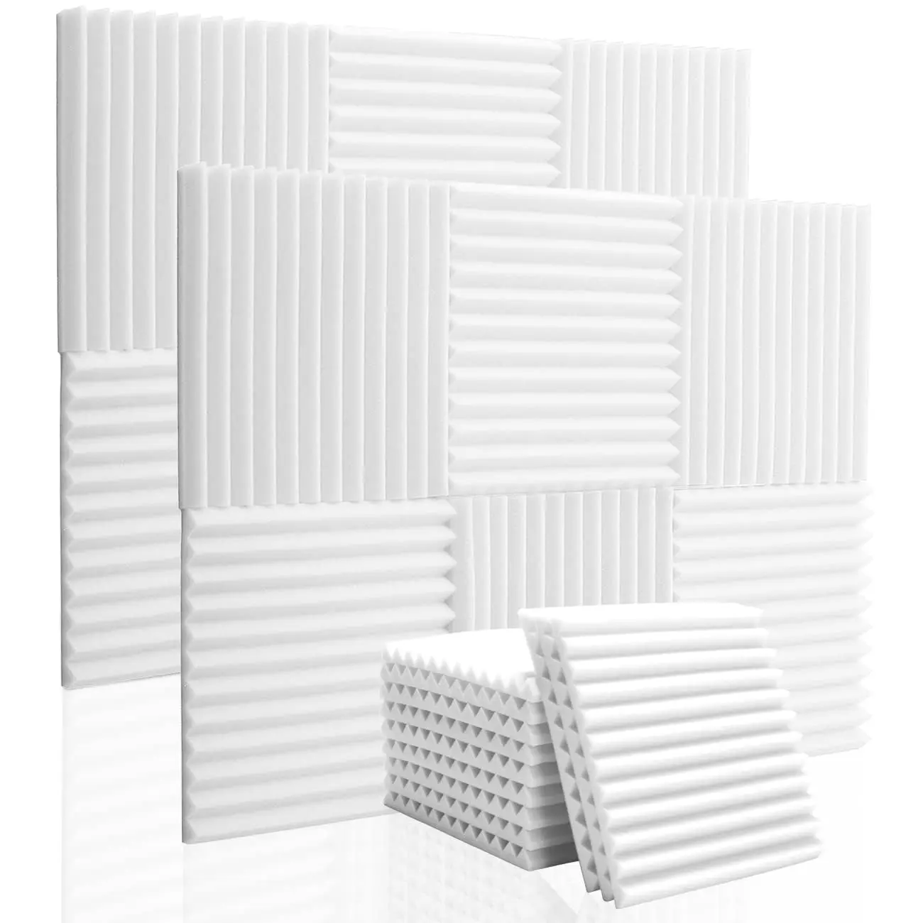 12 Pcs Sound Proofing Panels Acoustic Foam Board,Studio Wedge Tile, 30*30*2.5cm Soundproofing Studio Foam Panels for Studio KTV Soundproof Treatment Paint Pads Fireproof Paper Wall Sticker White