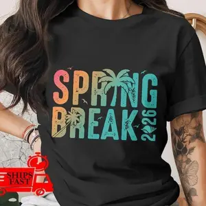 Spring Break 2026 T-Shirt, Vacation Vibes, Beach Holiday Apparel, Trendy Graphic Tee, Summer Trip Gift, Souvenir Shirt, Palm Tree Design