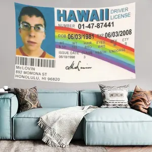 Hawaii ID Flag Fake Driver License Mclovin Tapestry, Polyester, Mc Loving Funny flags Poster for College Dorm Outdoor Banner