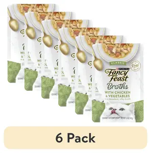 (6 pack) Purina Fancy Feast Broths Kitten Food, Wet Cat Food, Chicken & Veggies, 1.4 oz Pouch
