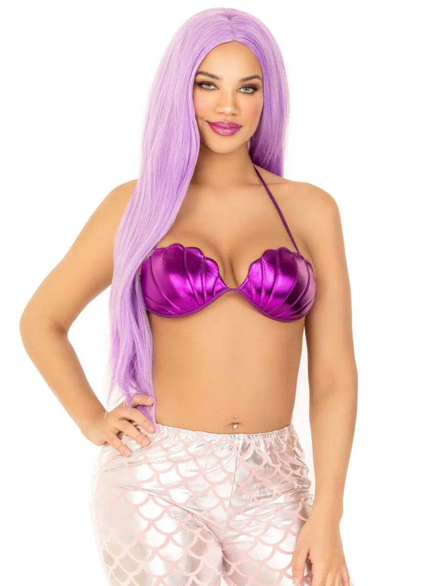Leg Avenue A2901-05302 Women's Medium Purple Mermaid Shell Bra Top Costume, Halloween Cosplay Wear, Accessories