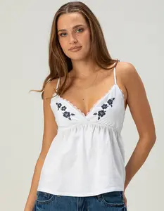 MADDEN GIRL Puff Print Womens Babydoll Top