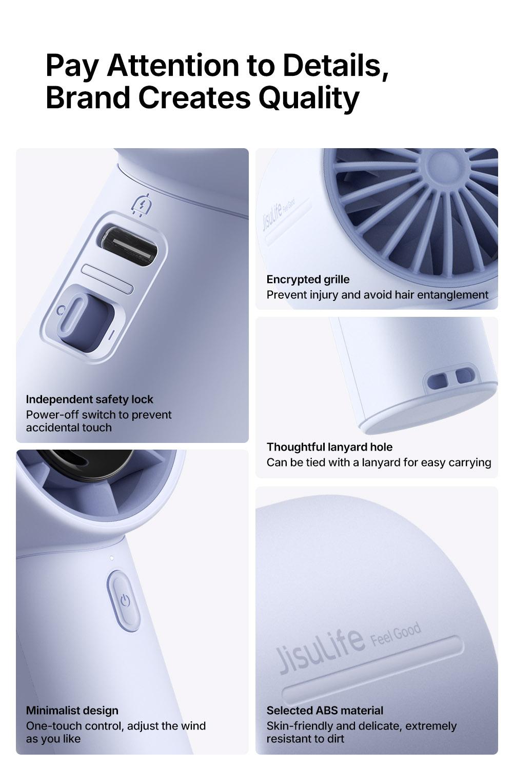 Jisulife Handheld Turbo Fan 5000mAh Rechargeable Portable Fans Up to 28 Hours Cooling 5 Speed Strong Wind Personal Mini Fan for Christmas Blackfriday Travel Outdoor Camping Beach Makeup