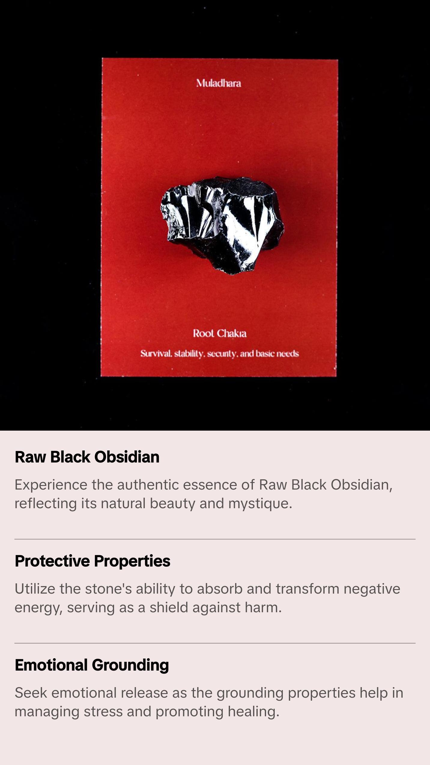 Obsidian Stone Rough Gemstone in Raw Black