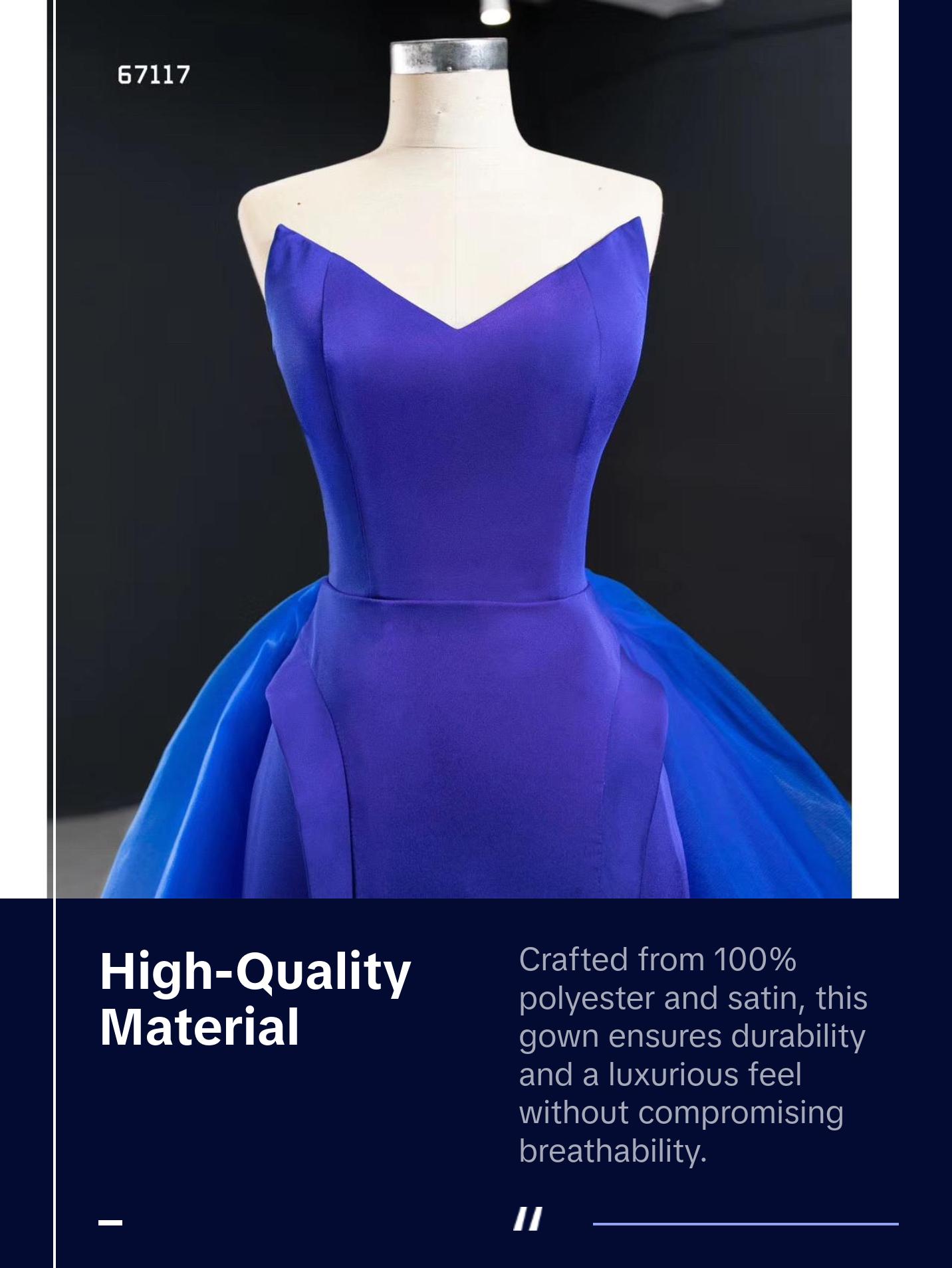 Blue Trumpet Sexy Mermaid Elegant Detachable Train Evening Gown