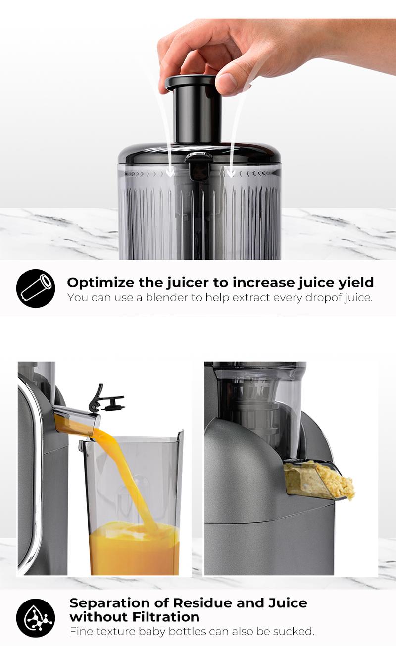 SUSTEAS Cold Press Juicer, Large Inlet, Large Capacity, Slow Masticator, High Yield Juice Extractor - Easy to Clean