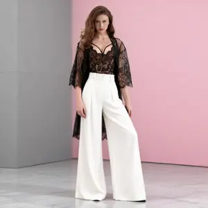 【Viral Recommend! Special Occasions & Daily Layering】High-Quality Elegant Sexy Women's Lingerie 4-Piece Set, Sheer Lace See-Through Nightgown with Thong, Valentine’s Day Gifting Must-Have/ Homewear/ Nightwear Loungewear two-piece