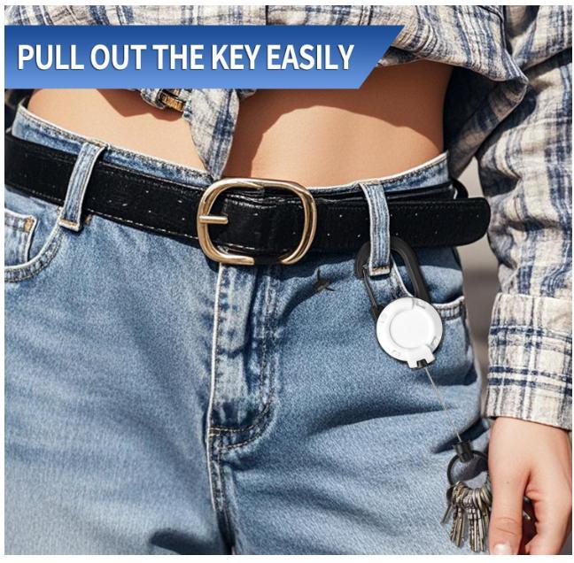 2pcs Heavy Duty Retractable Keychain,Multitool Carabiner Badge Holder,Tactical ID Badge Reel with 23.6” Steel Retractable Cord for Men and Women Metal