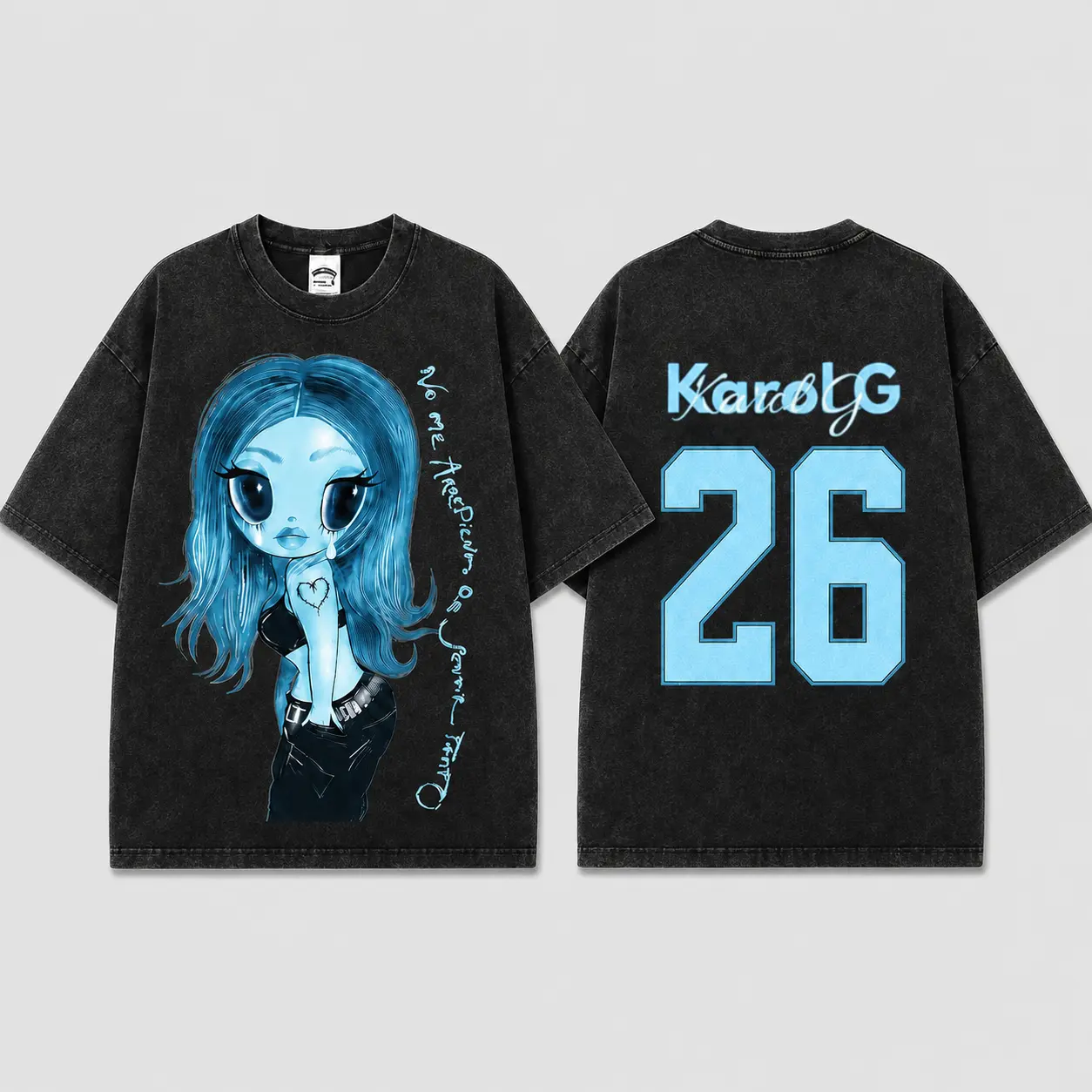 Ver 16 Karol No Me Arrepiento De Sentir Tanto Unisex Oversized Premium Cotton T-Shirt, La Bichota Vintage Music Merch T-Shirt, Music Latin Style, New Album Gift For Fans