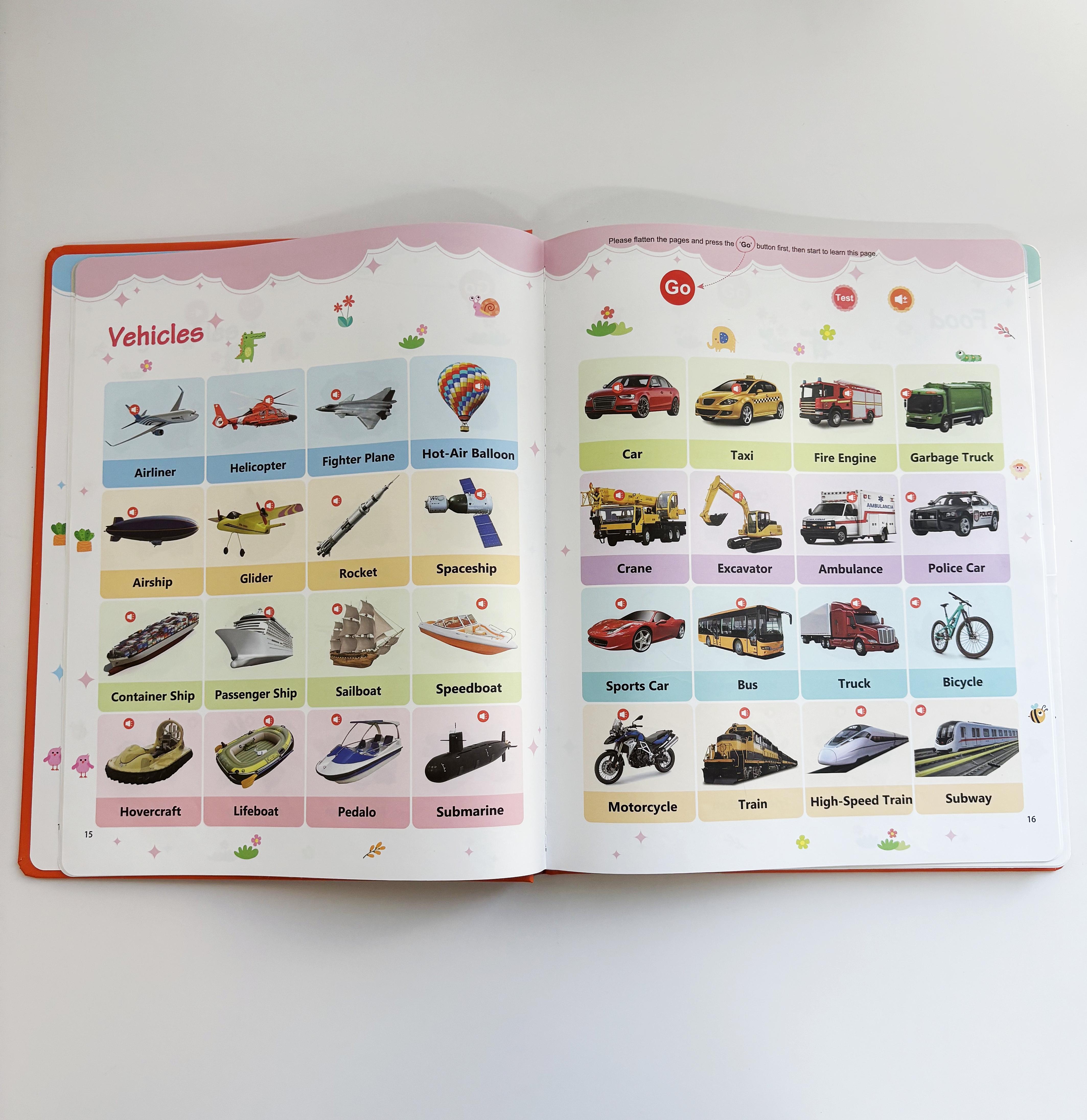 Educational Talking Sound Book – 470+ Words, 21 Themes, 6 Songs & Piano Keys | Perfect Gift for Kids Ages 3–9 | Fun & Interactive Learning Toy Colorful Car