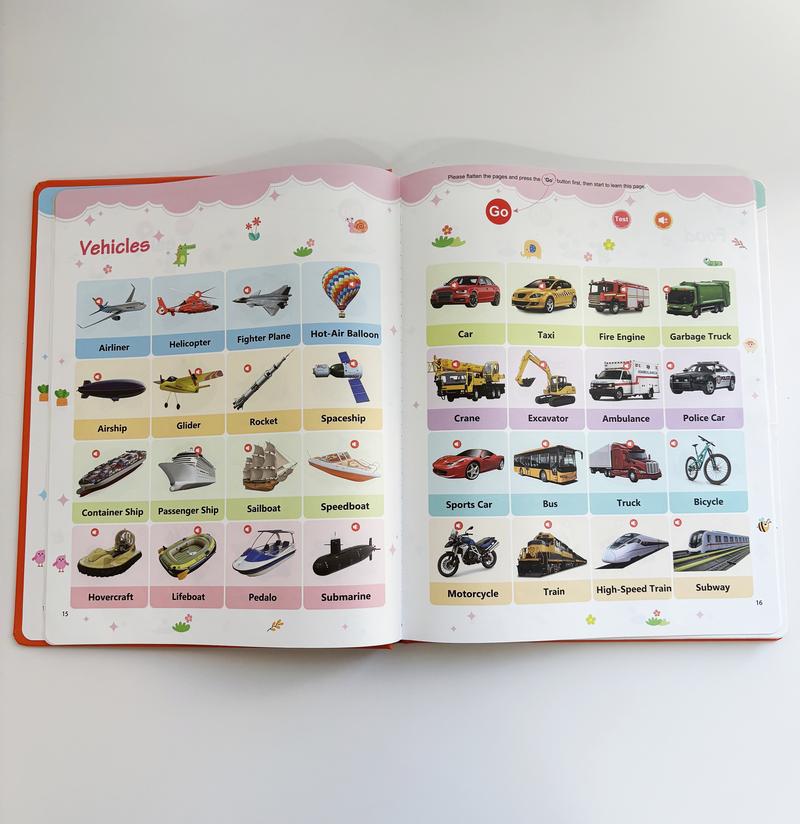 Educational Talking Sound Book – 470+ Words, 21 Themes, 6 Songs & Piano Keys | Perfect Gift for Kids Ages 3–9 | Fun & Interactive Learning Toy Colorful Car