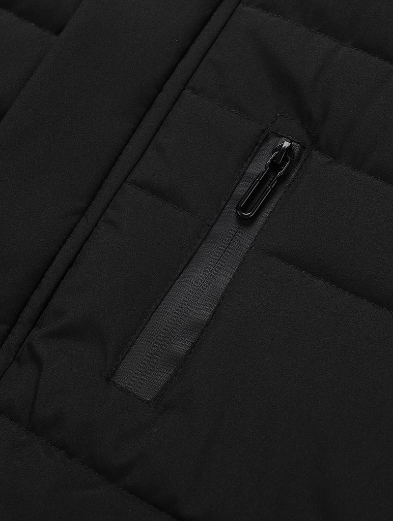 TJL Men's Black Quilted Hooded Jacket - Thermal Lined Zip Up Coat with Detachable Fur Hood by Fashion Brand Sherpa Fleece Long Sleeve Tops Casual Beige Plain