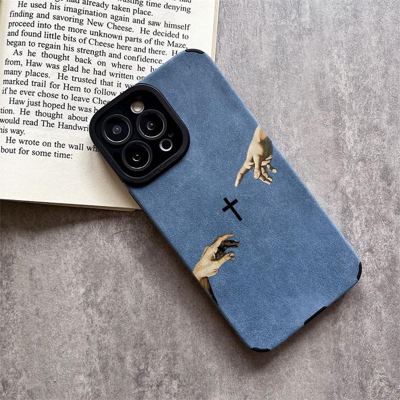 The Jesus Hand and Cross phone case is made of TPU and leather with a delicate touch that is skin friendly like velvet suitable for Apple 17 16 15 14 13 12 11 Pro Max Plus X XS Max