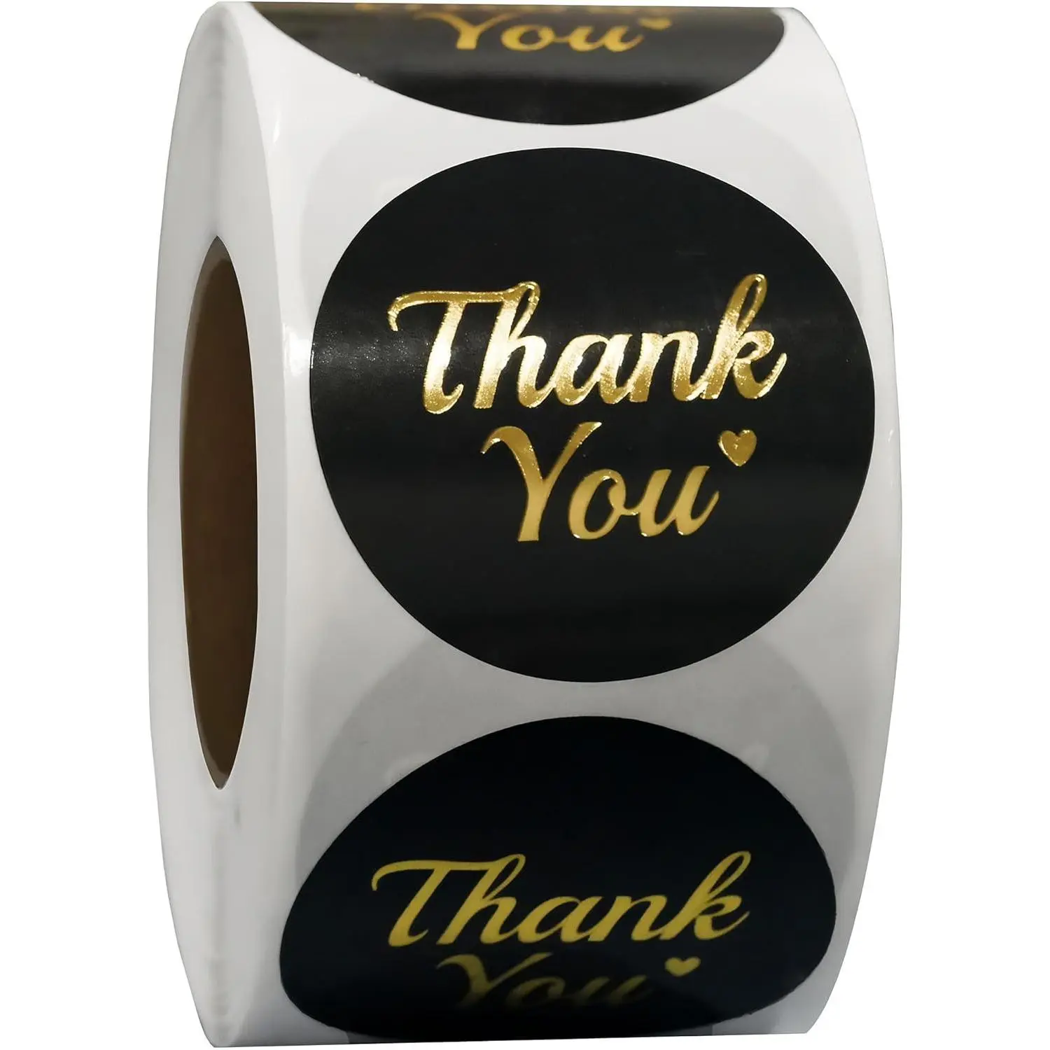 Thank You Adhesive Stick Labels Roll - 500-Count 1.5in Foil Holographic Circle Stickers (Black, White, Pink, Navy) for Small Business Sellers, Weddings, Packaging, Shipping, DIY Scrapbooking & Stamping Supplies, Wedding Favors, Showers