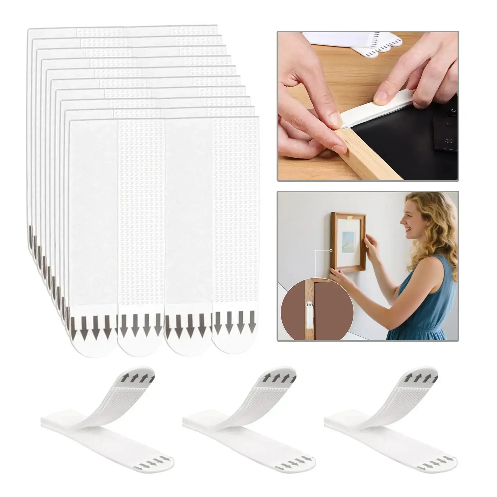 Wall Sticky Picture Hanging Strips,Heavy Duty Sticky Picture Hangers for Walls,Hanging Pictures Without Nail,Damage Free Refill Adhesive Poster Strips for Frame Mounting.