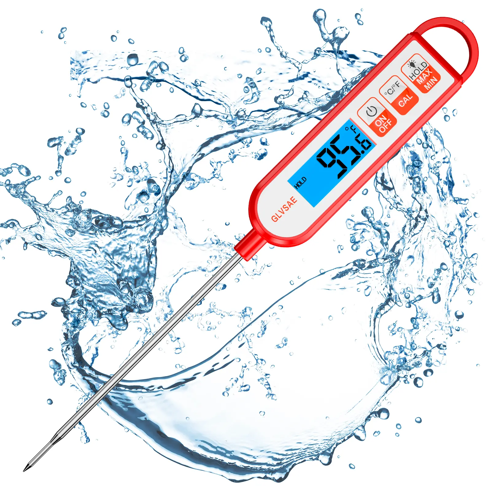 Digital Meat Thermometer | Digital Food Thermometer for Cooking Bread Baking | Food and Water Temperature Measurement | Instant Read with Waterproof Display with Backlit for Food, Meat, Milk, Liquid, Candle
