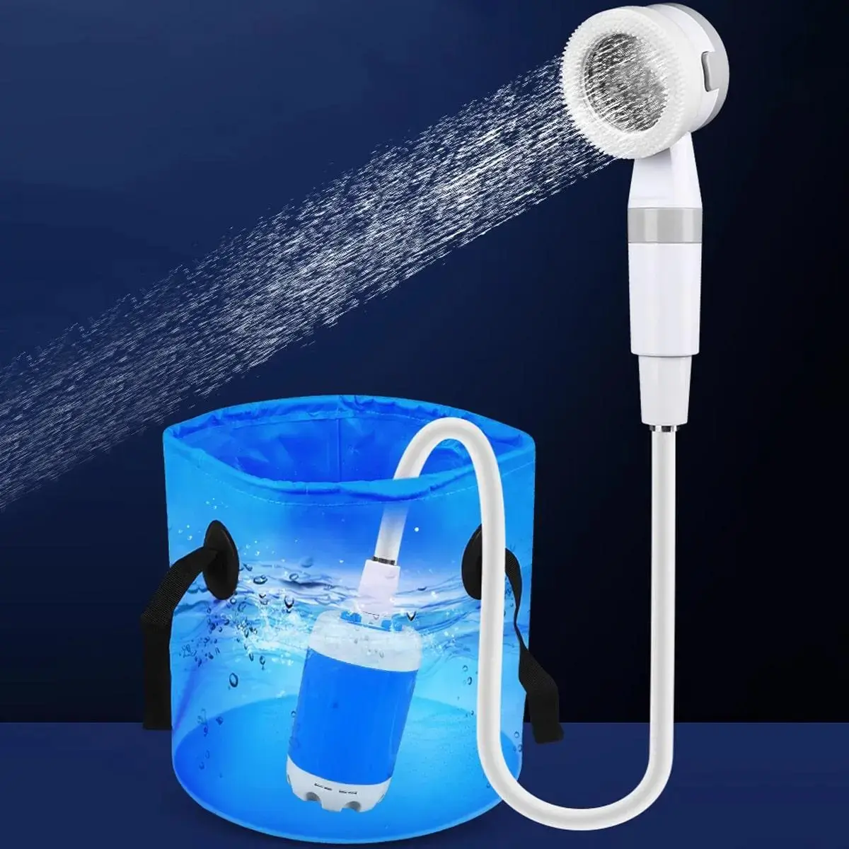 Portable Outdoor Shower Head, Battery Powered Handheld Camping Shower Head, Compact Water Pumping Shower Tool for Outdoor Camping, Camping Essentials, Travel Accessory multiple spray mode