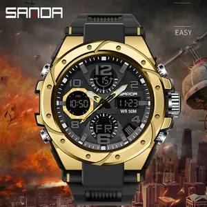 Men's Analog-Digital Sports Watch, Round Quartz Movement with Luminous Display, Shock Resistant and 50M Waterproof