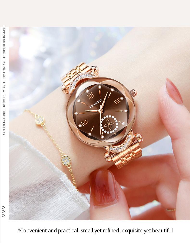 Luxury Watch  Women's Jewelry Watch Valentine’s Day Gift Elegant Diamond Cut Crystal Four Leaf Clover Pearl Elements Stainless Steel Case Waterproof Design for Daily Wear or Gifting ChristmasGift