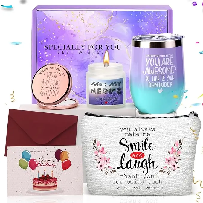 Summer Spring Gift for Women Set: Best Friend Gift Basket for her Girl Girlfriend Mom Sister - Unique Bestie Gifts Box for Mothers Day Christmas Valentine - 21st 30th 40th 50th Year Female
