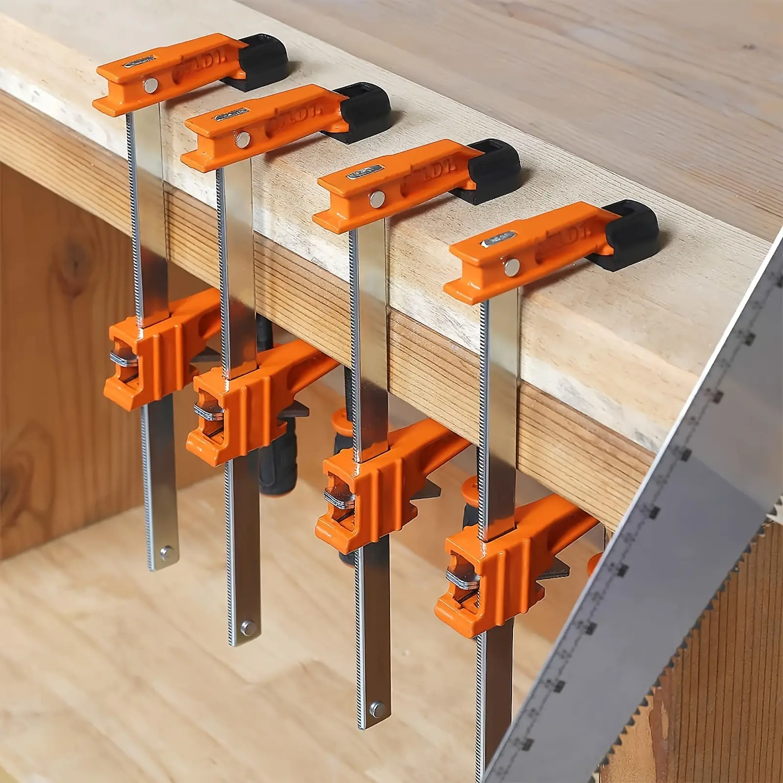 No Import Charges Medium-Duty Wood Clamps Sets, 2/4 Pack Bar Clamps 6/12-inch, 300 Lbs Capacity 2.5" Throat, Quick Grip Sliding Trigger F Clamps for Woodworking/Metalworking