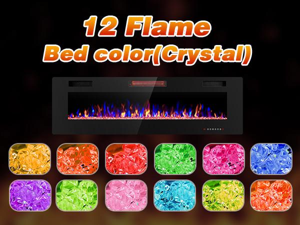 R.W.FLAME Electric Fireplace Inserts, in-Wall Recessed & Wall Mounted 750/1500W Heater, Touch Screen, Remote Control with Timer, Adjustable Flame Color and Speed, 30"~68", Black