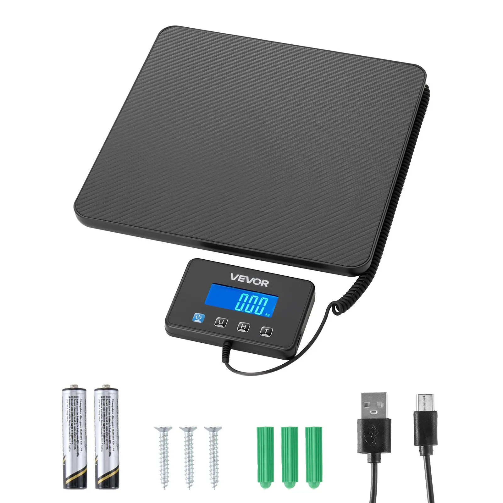 【SummerFinds】VEVOR Digital Postal Scale, 0.35 oz/3.5 oz Dual Accuracy, 440 lbs Commercial Weight Scale with Hold/Tare Function & LCD Display, Fit for Packages, Postage, Luggage, Battery & Charging Cable Included