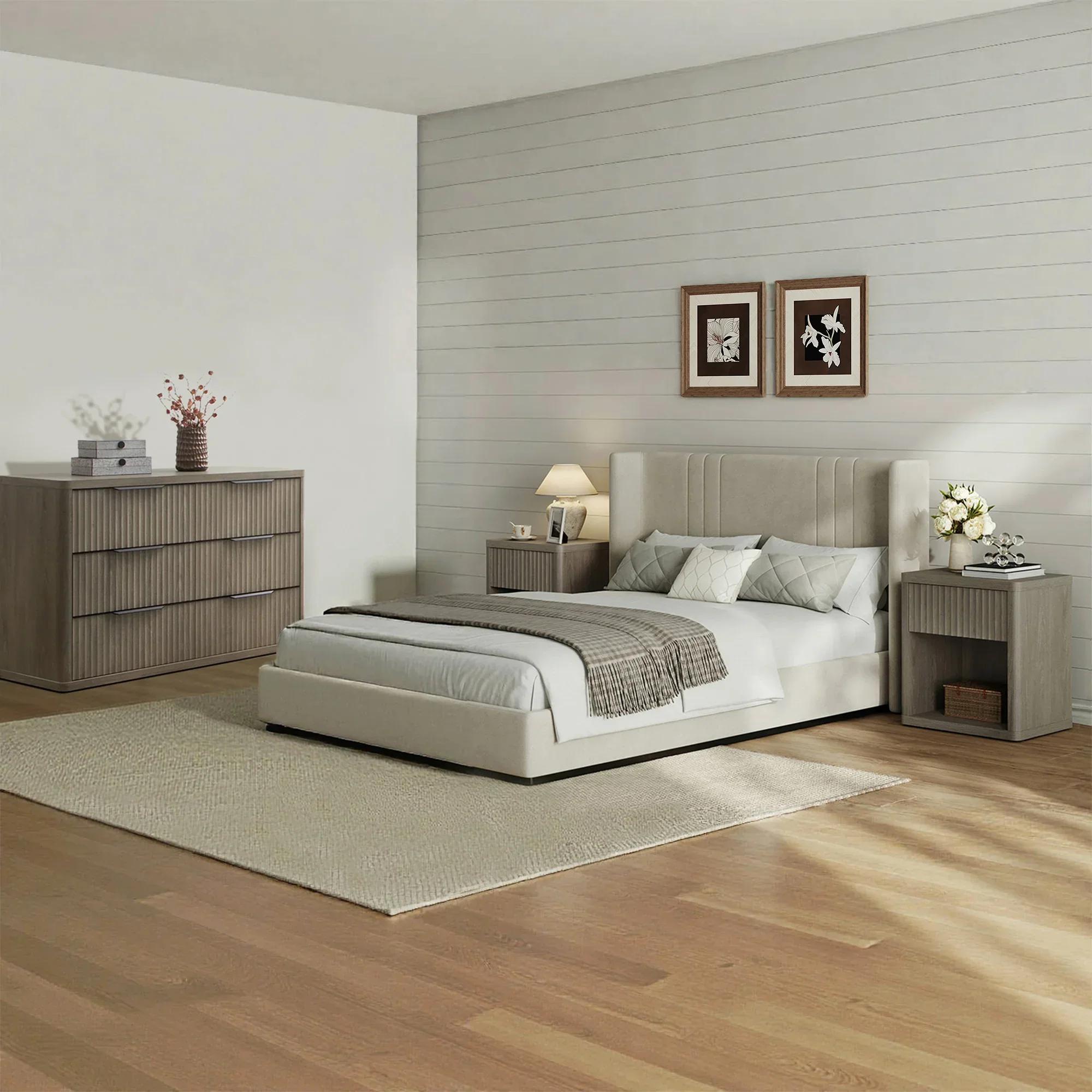 SICOTAS Night Stand with Drawer Storage Bed Side Table End Table 22.7"x 15.4" x 24.1" Large Modern Wide Bedside Stand Mid Century Night Stands for Bedroom Living Room Sofa Couch Office Minimal