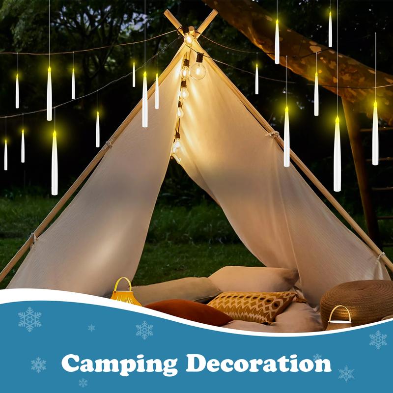 Flameless Candles with Magic Wand Remote for Christmas Decor, 6.6" Floating Candles Battery Operated Hanging Window Candles, Flickering Electric LED Candle for Christmas Halloween Decorations