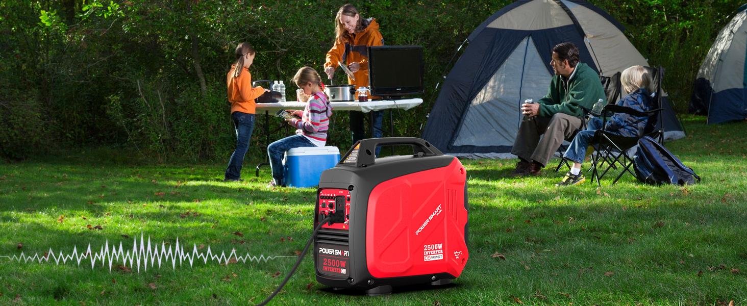 PowerSmart 2500-Watt Gas Powered Portable Inverter Generator, Super Quiet for Camping, Tailgating, Home Emergency Use, Ultra Lightweight, EPA Compliant, HB5020 HB5020C