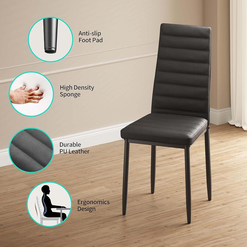 【2 Packages Shipping】GIZOON 3/5/7 Piece Glass Dining Table Set with  PU Leather Chairs Modern Sturdy Iron Frame Easy to Clean for Home Kitchen Living Room