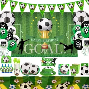 Complete Soccer Party Decorations Kit – Banner, Tablecloth, Balloons & Tableware Set
