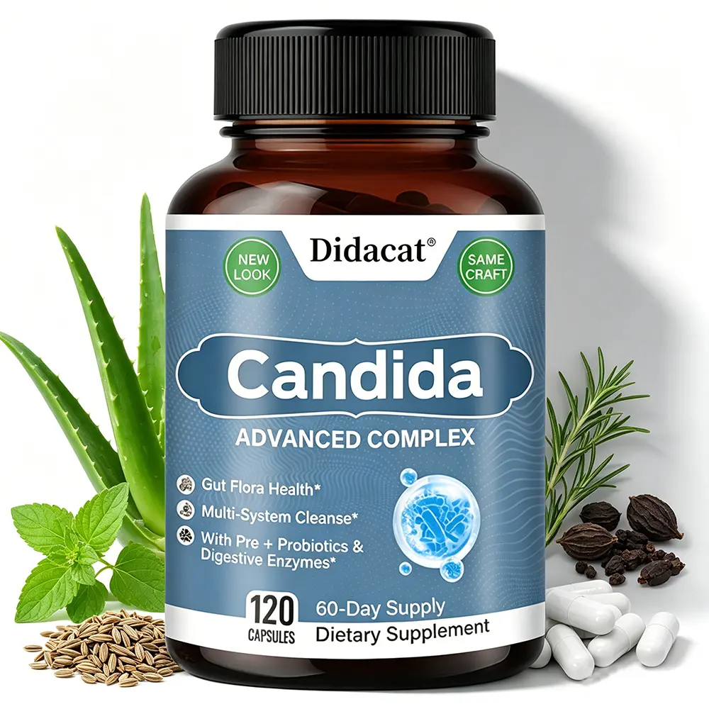 Didacat Candida Advanced Complex - Contains Probiotics, Prebiotics & Digestive Enzymes - Gut Flora Balance - 120 Capsules