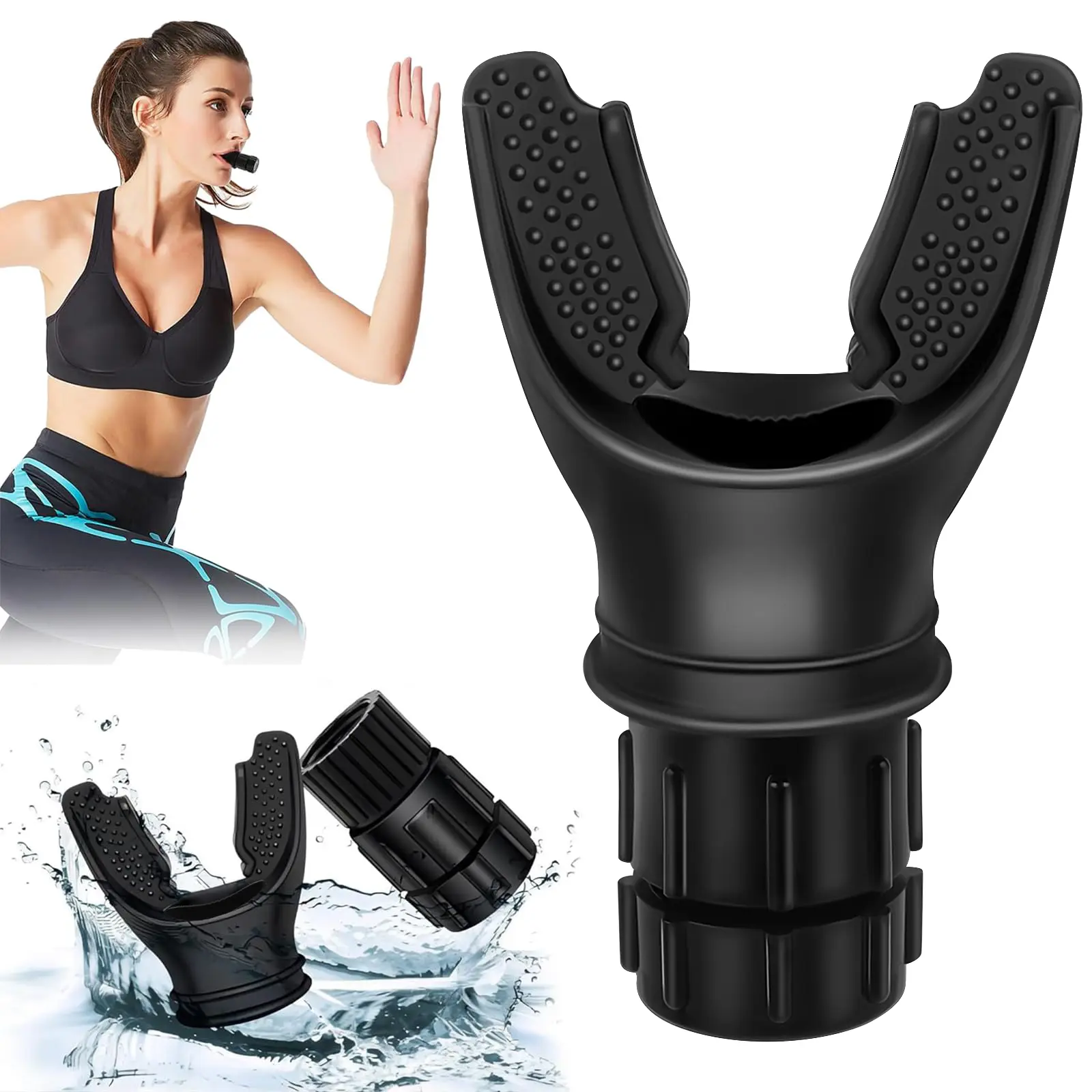 Adjustable Resistance Breathing Lung Trainer Device (1/2 Pack) for Adults, Respiratory Muscle Exerciser to Boost Lung Capacity & Diaphragmatic Function, Portable Running Fitness Accessory