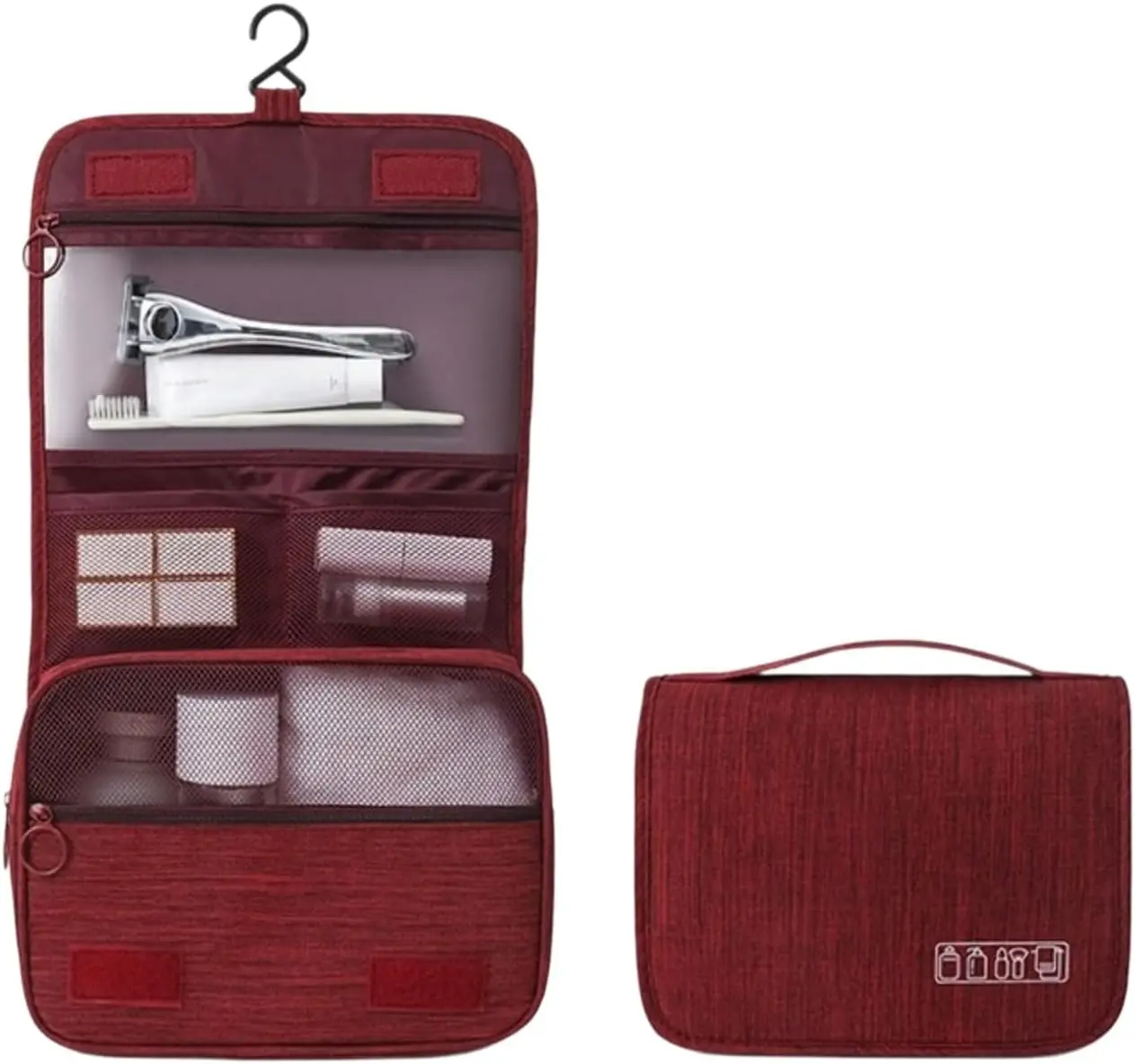 Large Capacity Travel Toiletry Bag with Hook Waterproof Wet Dry Separation Cosmetic Organizer Portable Multifunctional Shower Storage Bag for Men and Women