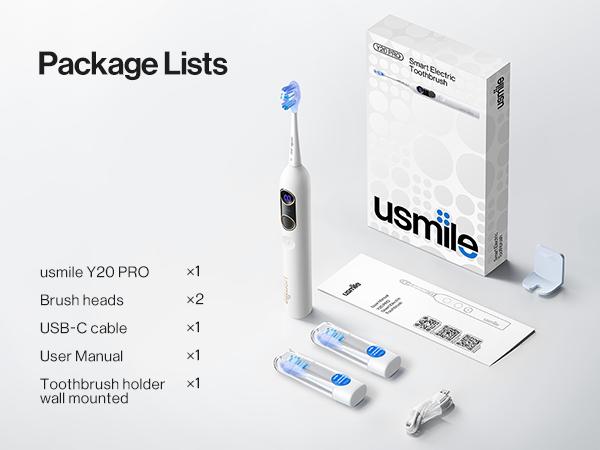 usmile Y20 PRO AI Powered Electric Toothbrush, Personalized Cleaning with 25x More Plaque Removal and 90-Day Battery Life