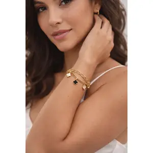 Clover Charm Layered Gold Bracelet
