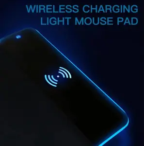 Wireless Charging RGB Mouse Pad, XXL Gaming Desk Mat with Colorful LED Lights and Non-Slip Base for PC and Laptop