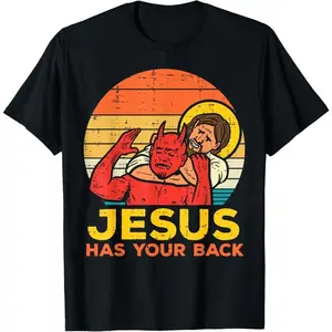 100% Cotton Jesus Has Your Back Jiu Jitsu Retro Christian Men Women Kids T-Shirt