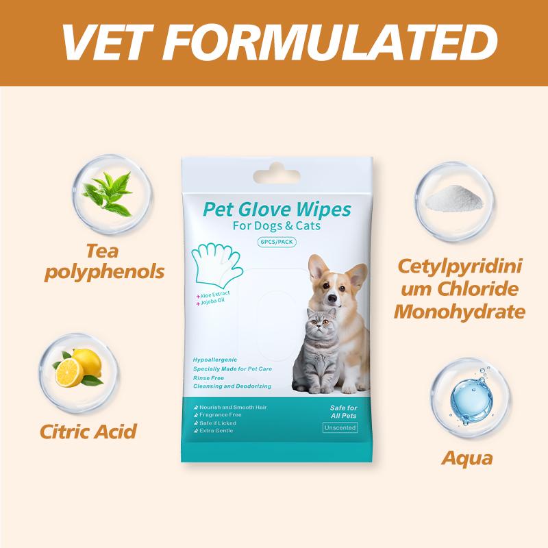 Pet Cleaning  Wipes – 6 Count Pack for Cats & Dogs pet hair removal tool  All-in-One Grooming & Shedding Tool for Full-Body Freshness Paws Odor