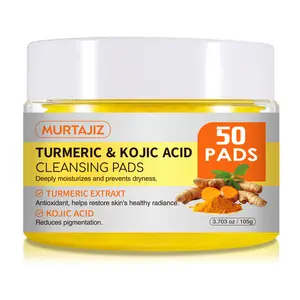 Turmeric Kojic Acid Cleansing Pads: Turmeric Cleansing Pad for Dark Spots - Kojic Acid Exfoliating Face Scrub Pads for Face and Body 50Pcs