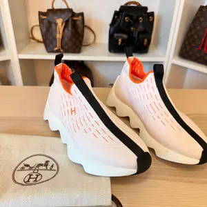 Pre-Owned Hermes Women's Eclair Sneakers Knit Fabric Size 36