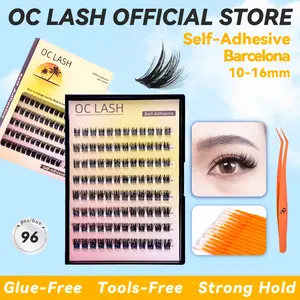 【Pre-Glued】【Fluffy & Voluminous Lash Collection】OC LASH Self-Adhesive Barcelona,Puppy,Diva  Lashes 10-16mm Wispy D-Curly Clusters No Glue Needed Easy Application Reusable Synthetic Fiber Eyelash Extensions